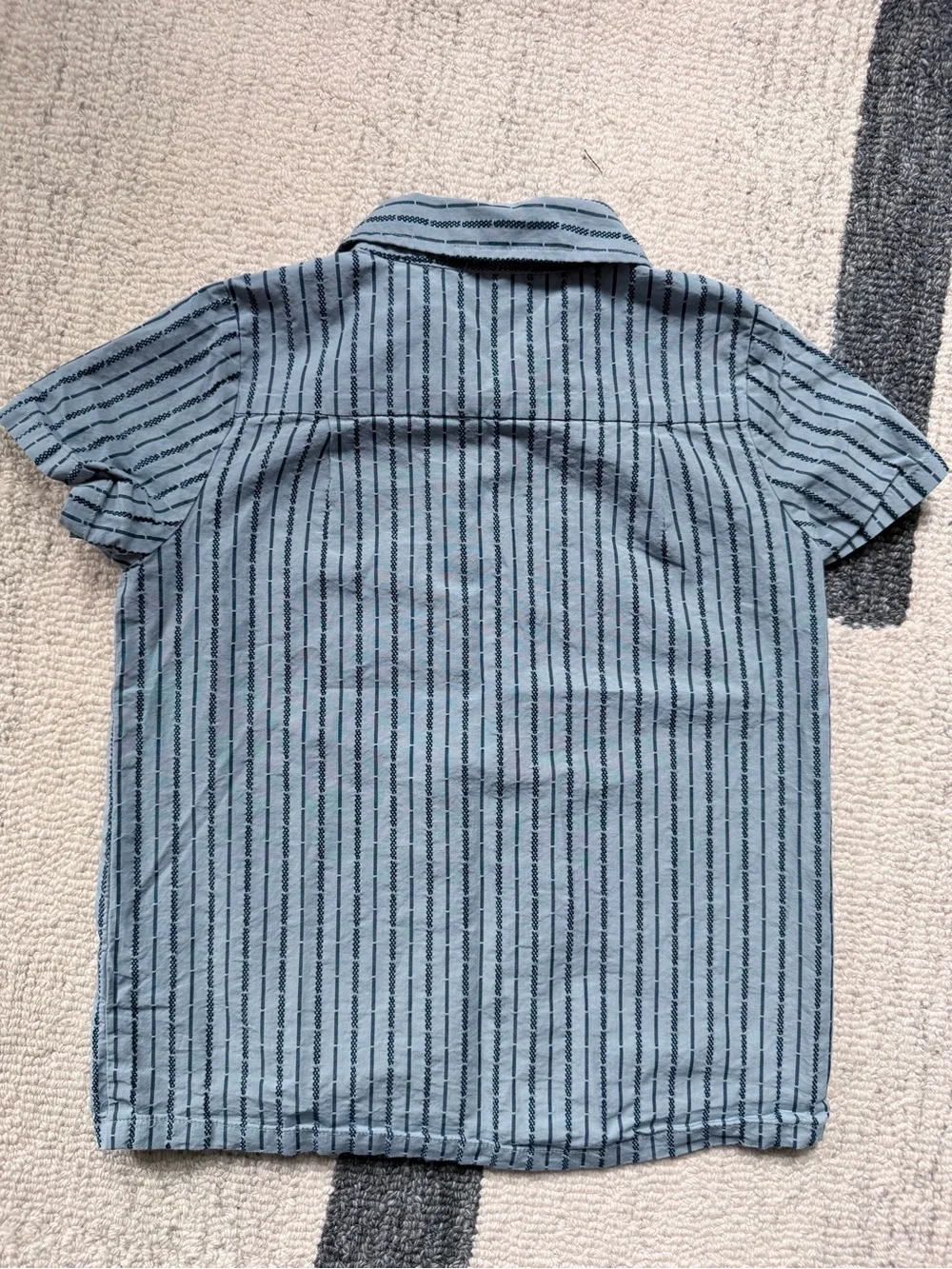 Oso & Me Boys' Blue Vertical-Stripe Short Sleeve Button-Down